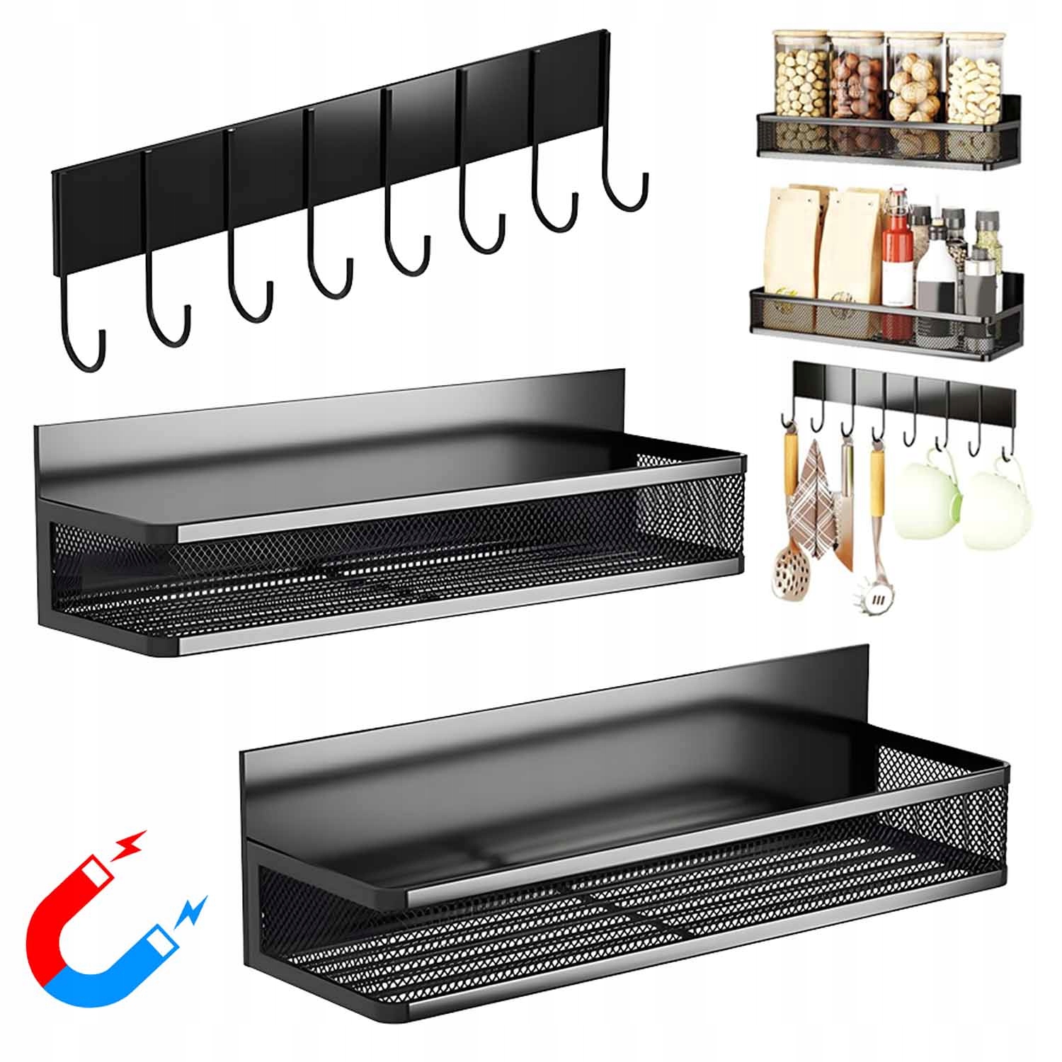 PÓŁKA KUCHENNA NA PRZYPRAWY MAGNETYCZNA ORGANIZER NA LODÓWKĘ ŚCIANĘ 2SZT
