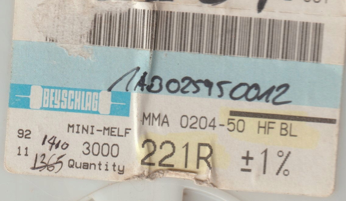 [20szt] 221R 1% 50ppm rezystor Smd mmelf MMA0204HF Beyschlag high frequency