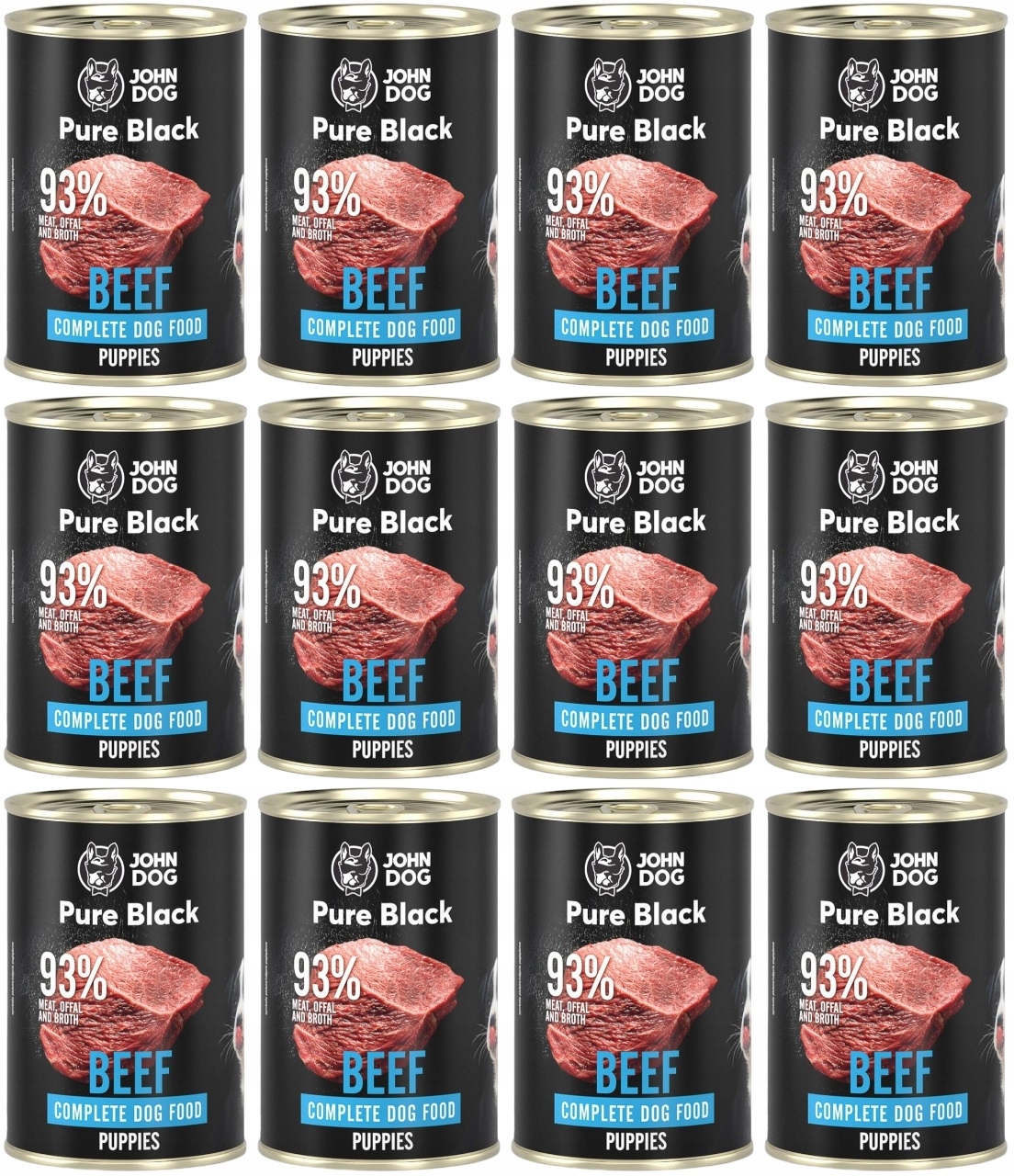 Levně John Dog Pure Black Junior hovězí 12 x 400 g
