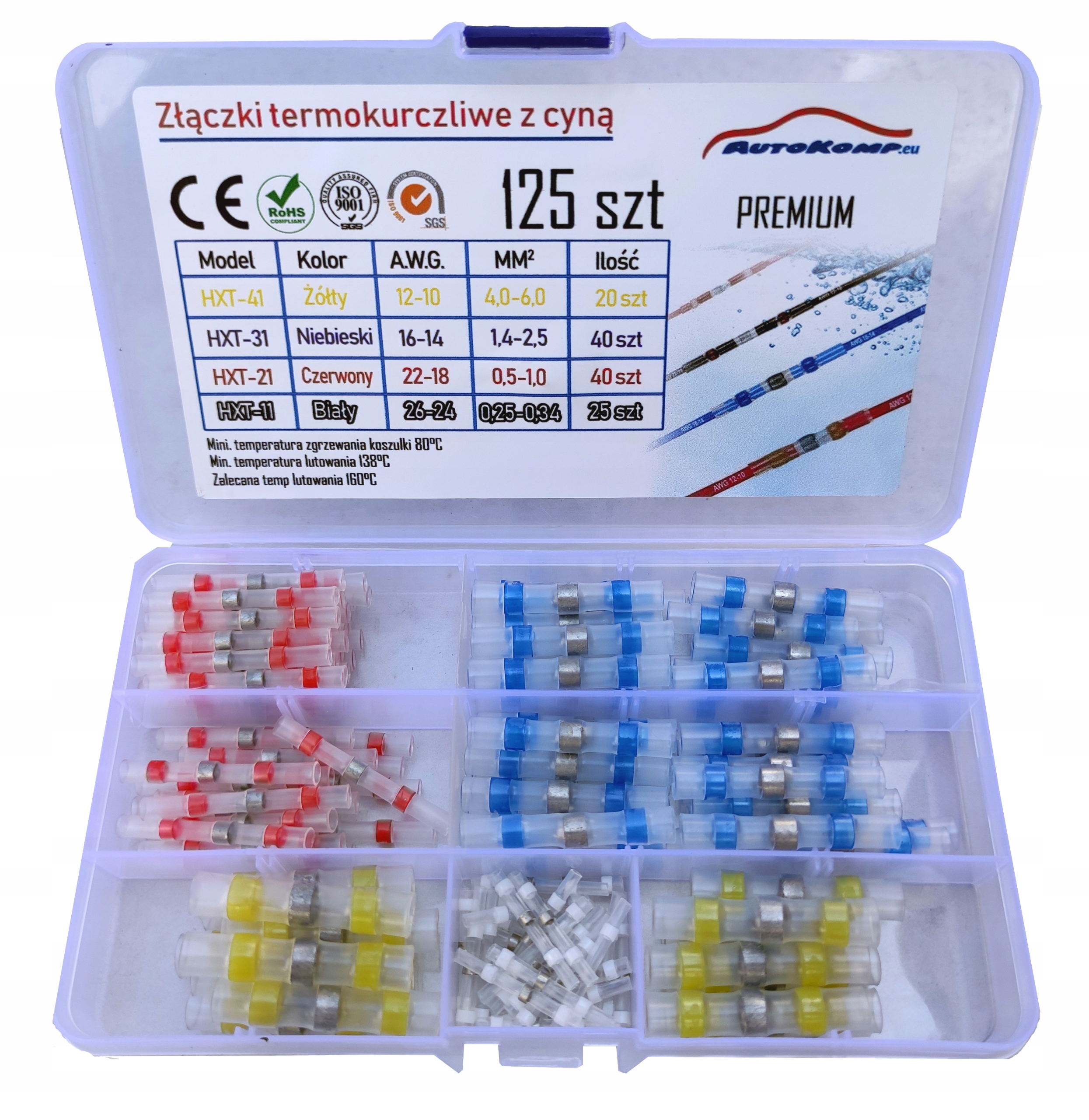 

Złączki koszulki Termokurczliwe Z Cyną 125 szt