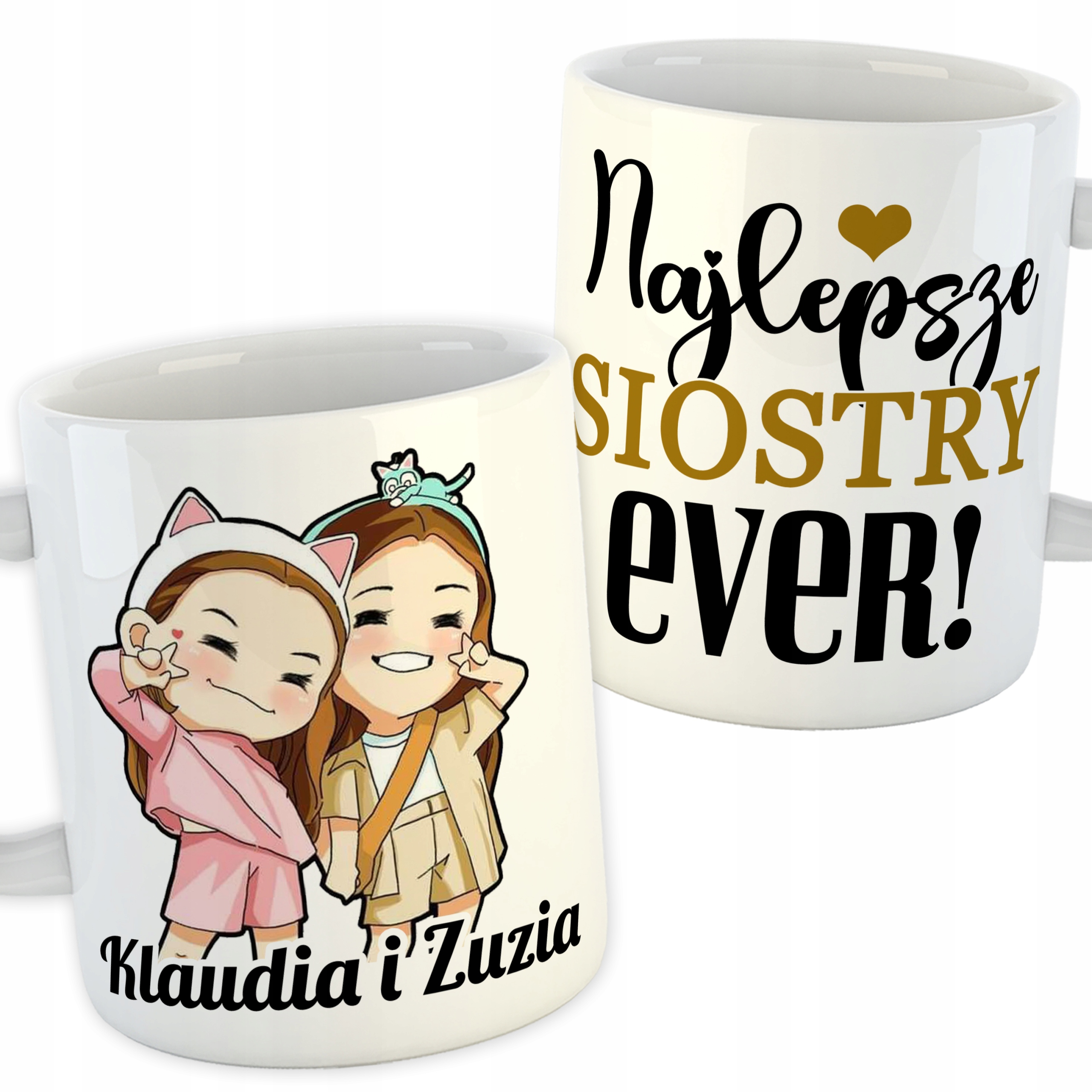 Kubek dla Sióstr z Imionami Najlepsze Siostry Ever 330ml wz2