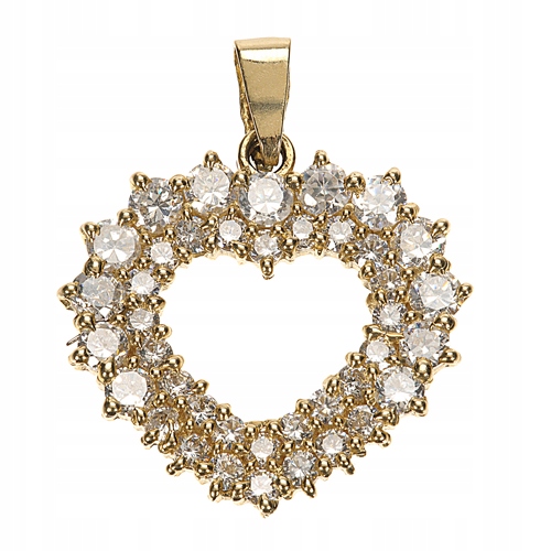 Zlatý přívěsek, srdce osázené zirkony