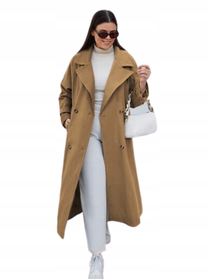 Shein Kabát Klasický Dvouřadý S Klopami, Hnědý 44 1JJ