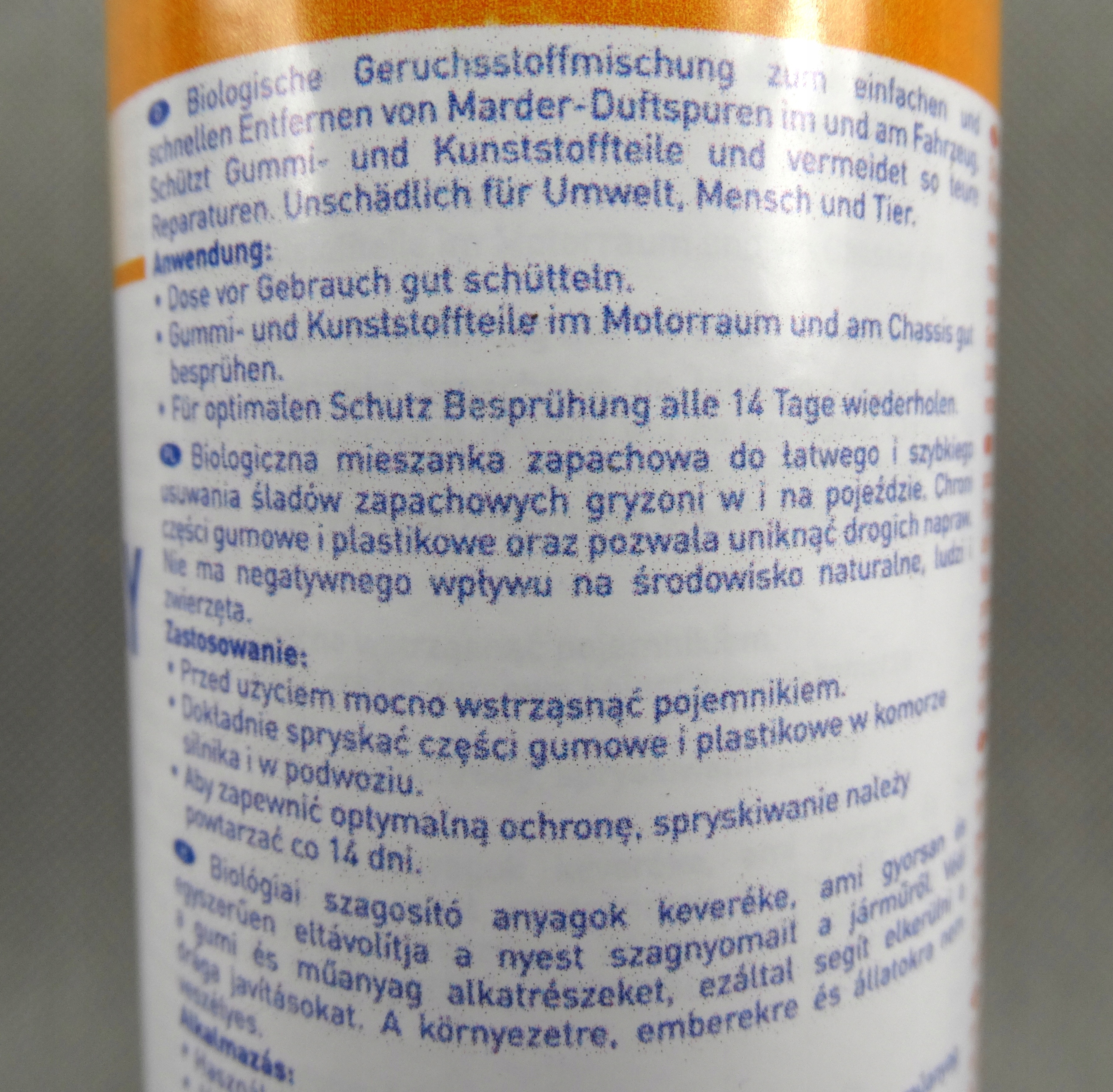 LIQUI MOLY SPRAY DO ODSTRASZANIA GRYZONI KUNY Pojemność opakowania 200 ml