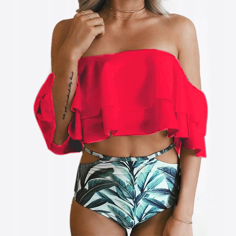 

Bikini Wysoki Stan Liście Falbanka Hiszpankaxl 172