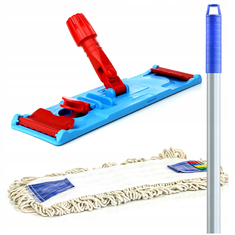 

Kompletny Mop Kij Stelaż 40CM Z Zakładkami Bawełna