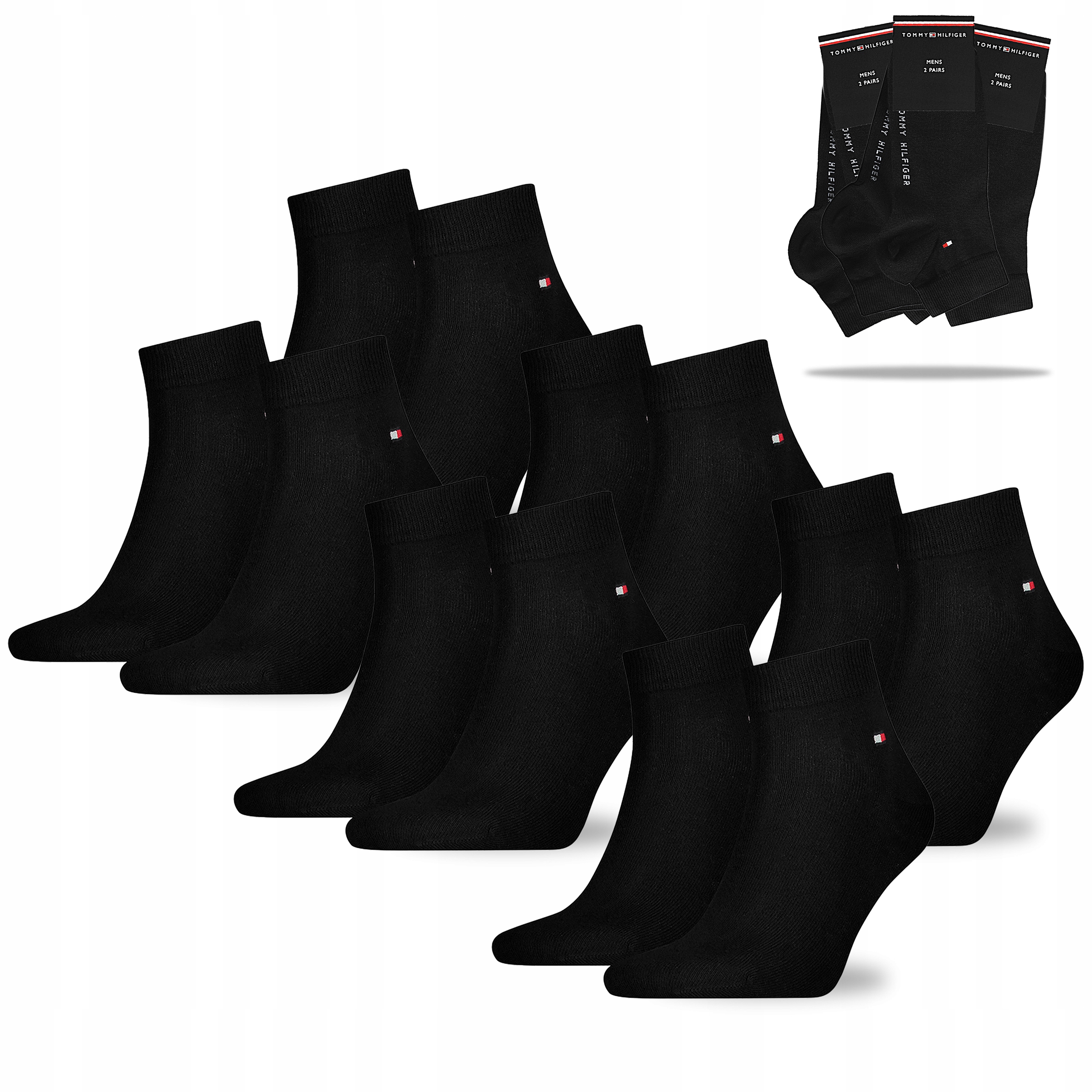 Tommy Hilfiger Pánské Ponožky Kostky Logo Nápis 6 párů 47/49