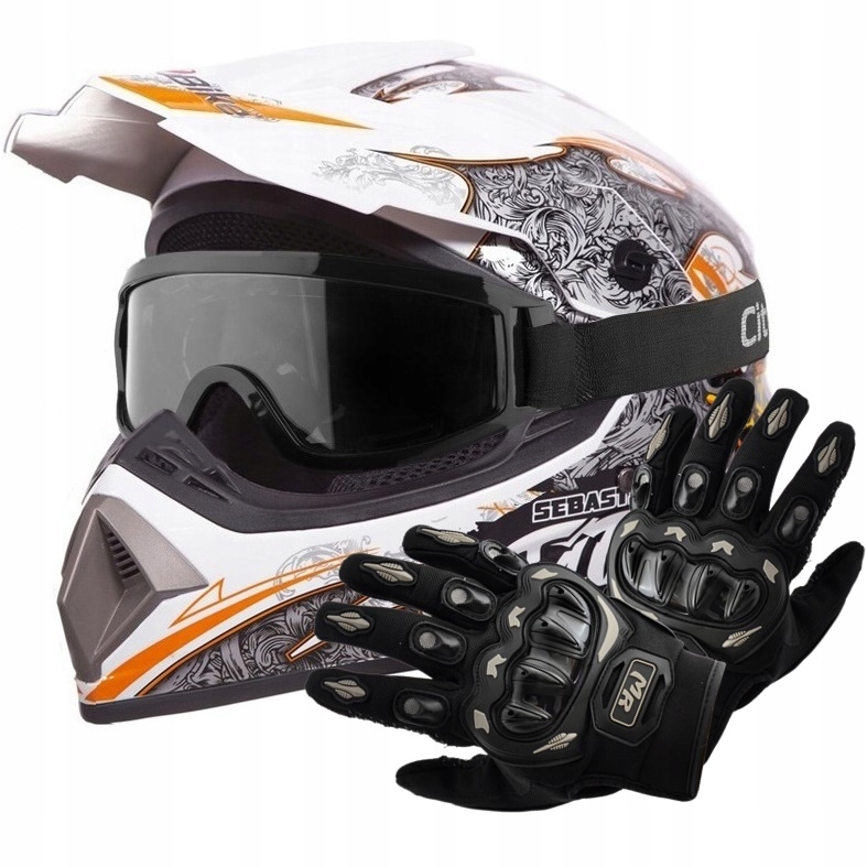 

Kask Crossowy Lekki Enduro Quad XL +gogle+rękawice