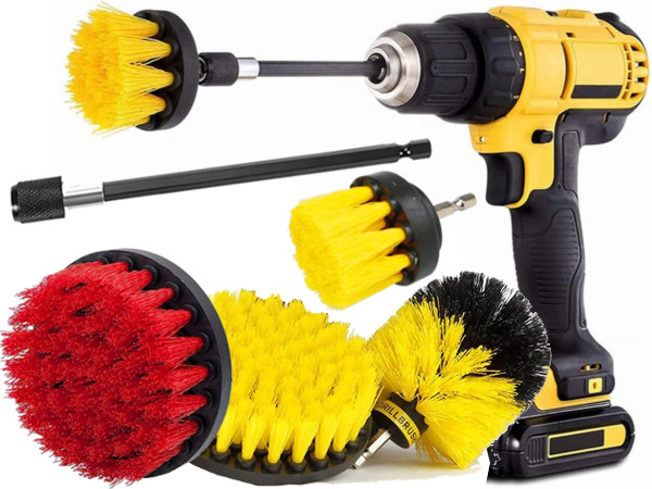 5 El. Szczotki Sprzątające Na Wiertarkę Wkrętarkę Czyszczące Zestaw Pady