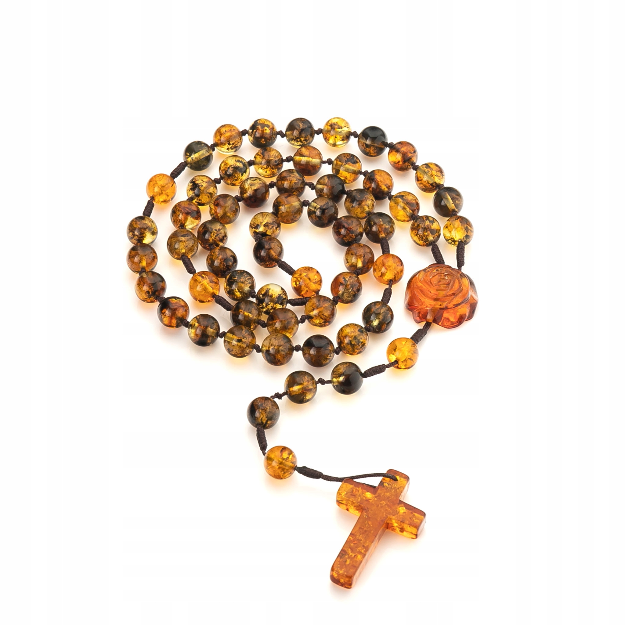 Růženec z jantaru|Spojka vyřezávaná růže|