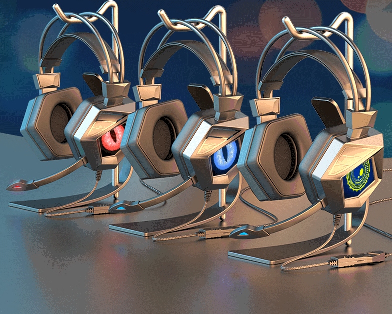 SŁUCHAWKI GAMINGOWE NAUSZNE PRZEWODOWE Z MIKROFONEM DO PC RGB ZESTAW GRACZA Szerokość produktu 8 cm