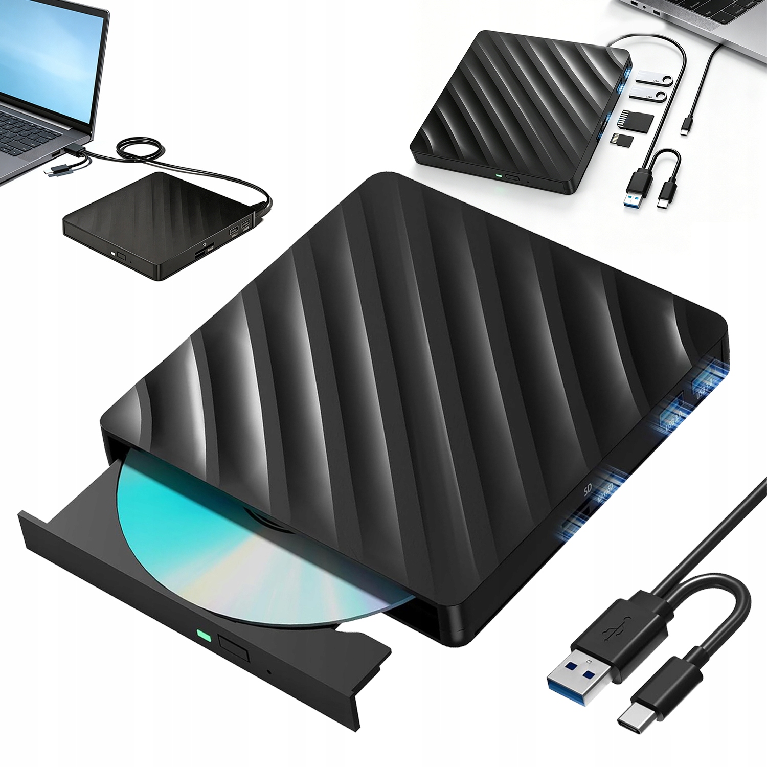Nagrywarka Blu-ray 5W1 Zewnętrzna 6X Usb 3.0 Typ-c Do Pc Mac