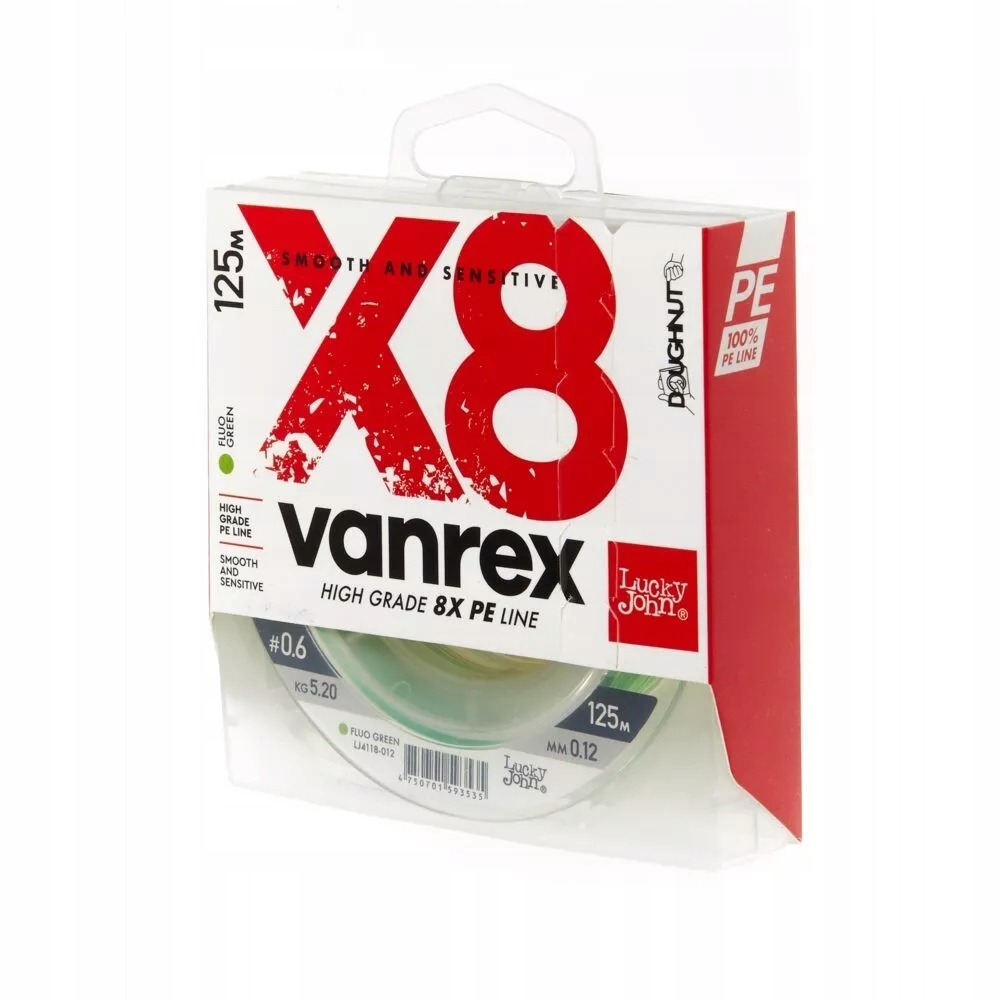 Plecionka Lucky John Vanrex X8 Braid Fluo Green 125m 0.12mm