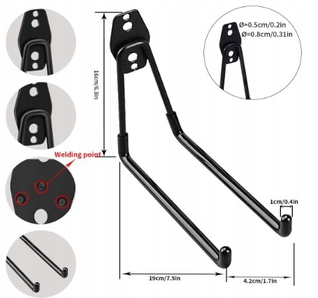 HAKI GARAŻOWE UCHWYTY ŚCIENNE PODWÓJNE DO GARAŻU ZESTAW WYTRZYMAŁE Marka inna