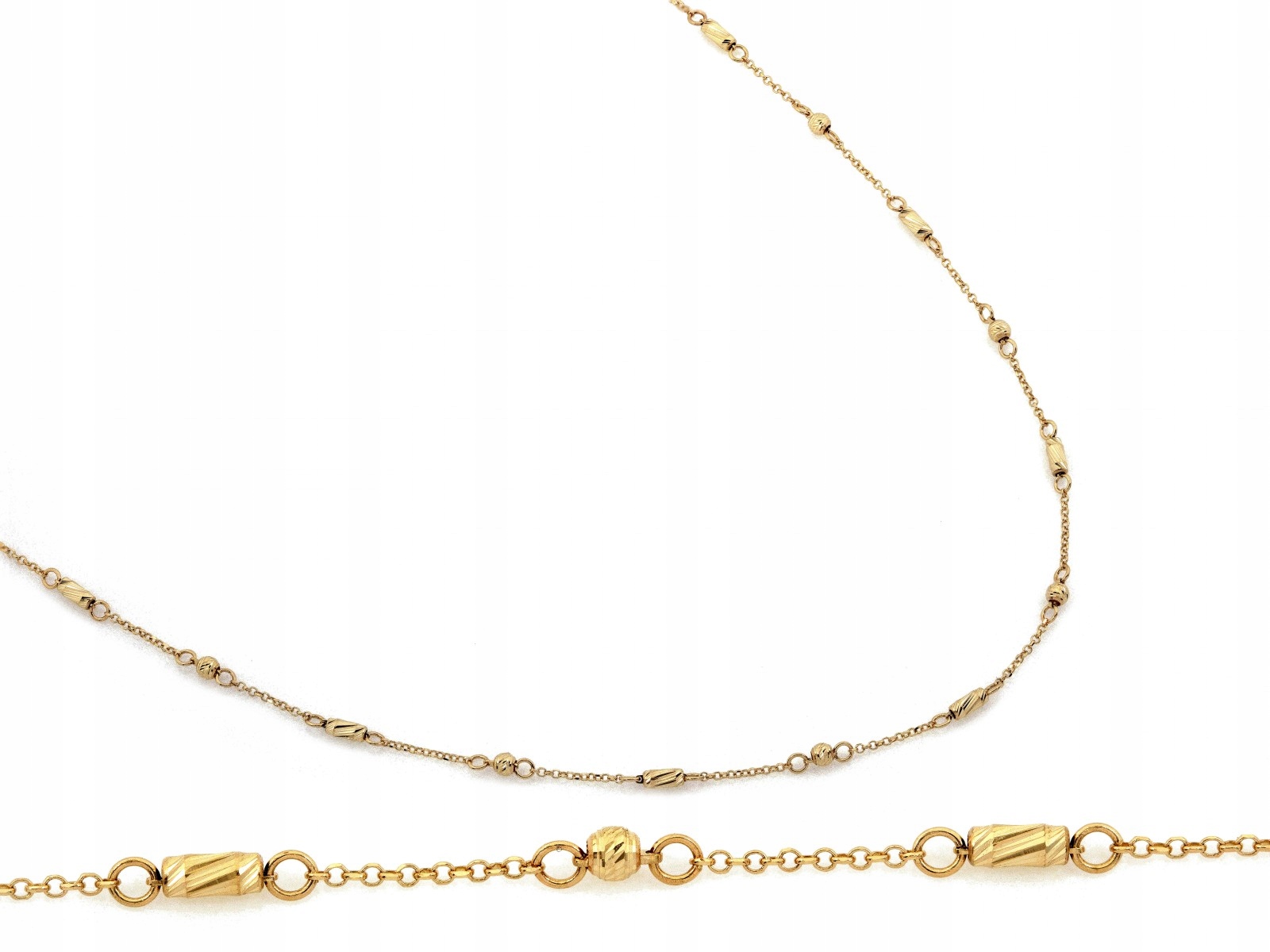 Elegantní zlatý náhrdelník 585 s 45 cm diamantovými kuličkami, elegantní, 3,1 g