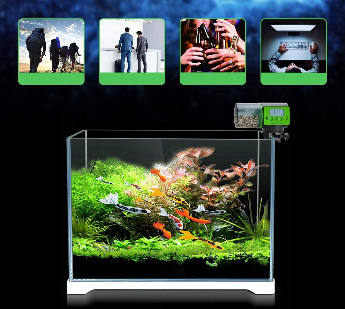 KARMNIK AUTOMATYCZNY RYB DO AKWARIUM DOZOWNIK LCD Pojemność 2 l