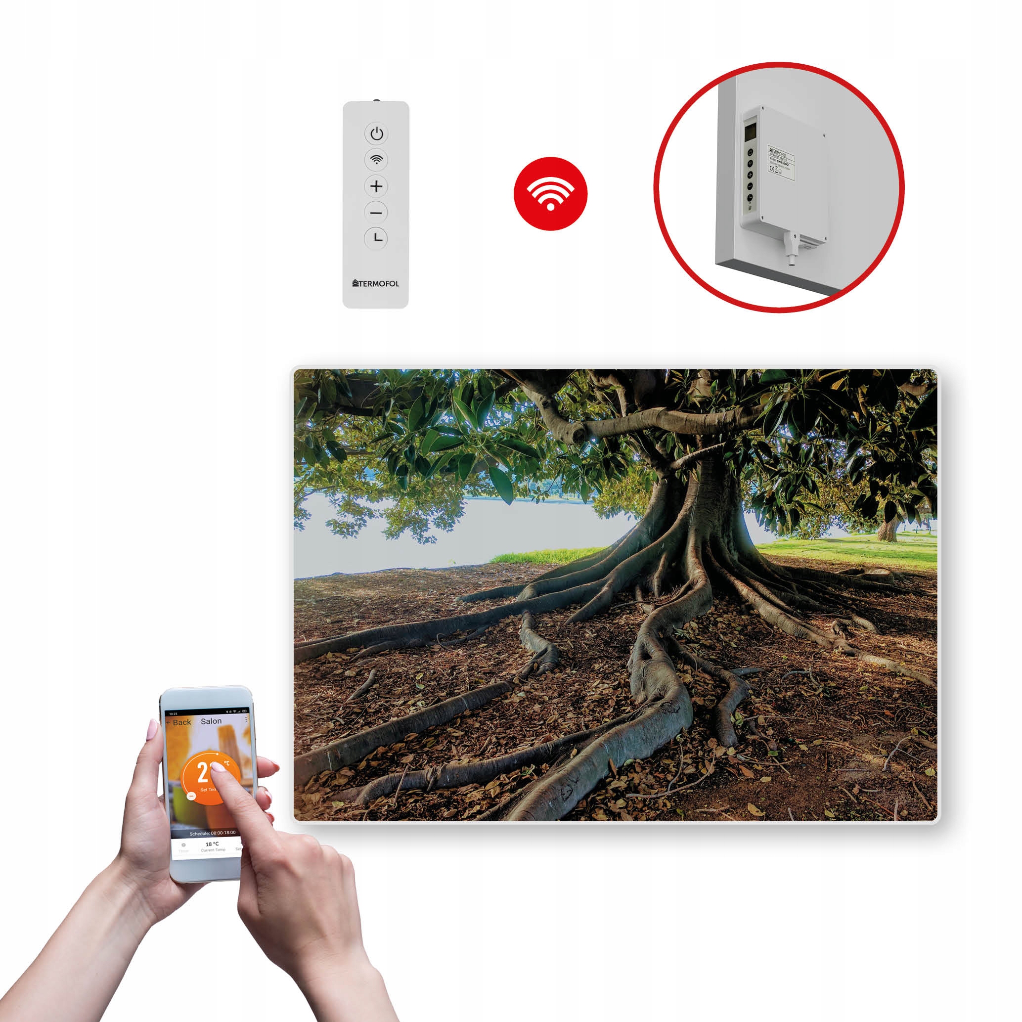 Dekoračný infračervený Vykurovací Panel s výkonom 500 W a Wifi