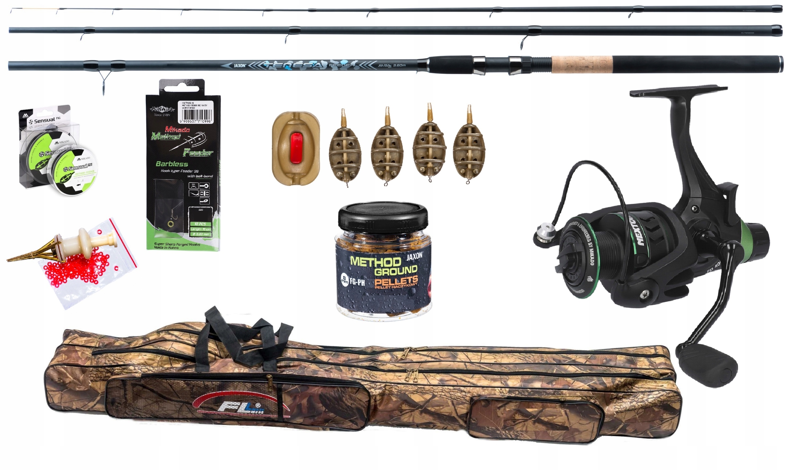 Zestaw Method Feeder Jaxon Wędka Kołowrotek Mikado Żyłka
