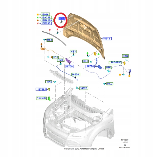ODBÓJ GUMOWY MASKI FORD KUGA 2012-2013- _ 5217454 _ W716614-S300 Producent części Ford OE