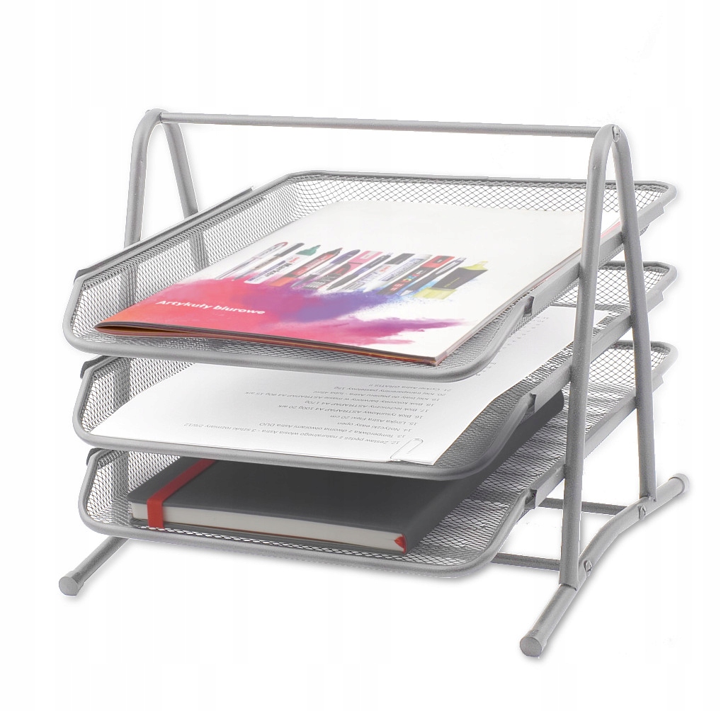 

Organizer 3 Szuflady na Biurko A4 Metalowy Srebrny