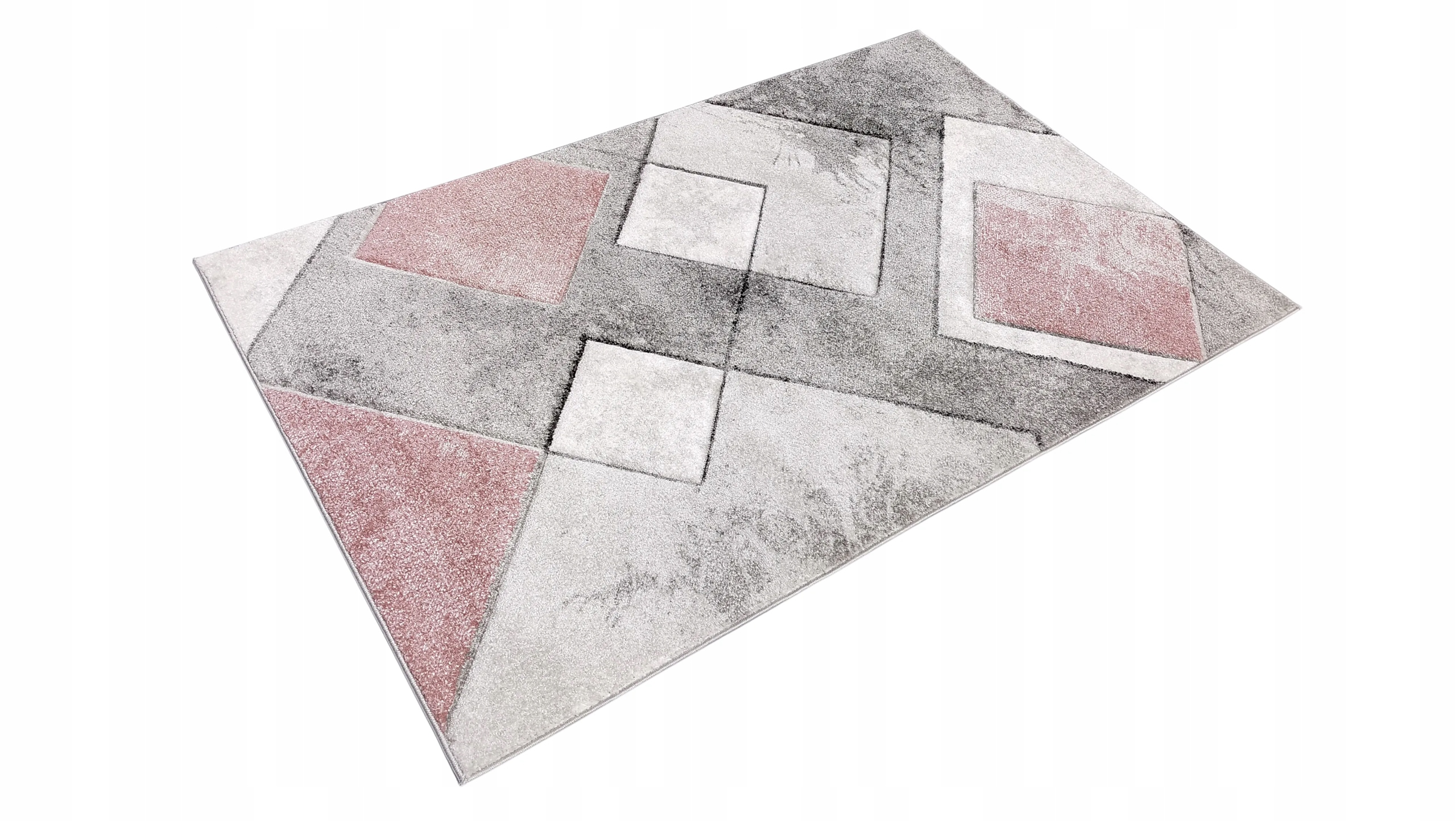 DYWAN 120x180 SZARY Z RÓŻEM NOWOCZESNY DO SALONU GEOMETRYCZNY PUDROWY EAN (GTIN) 8681444123788