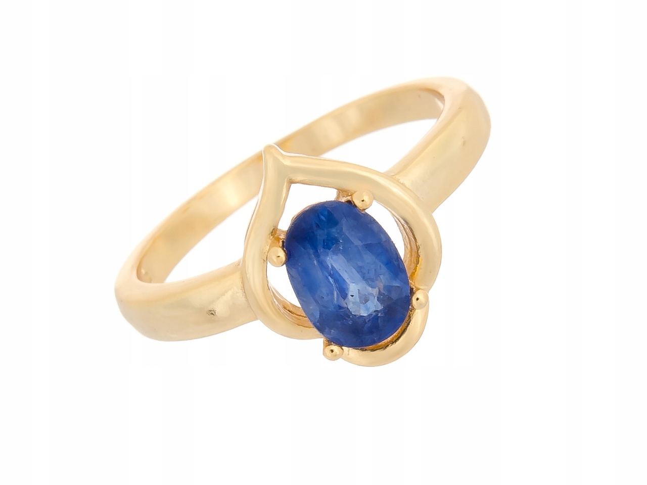 Stříbrný Prstýnek Vel Pozlacený Přírodní Safír Dárek