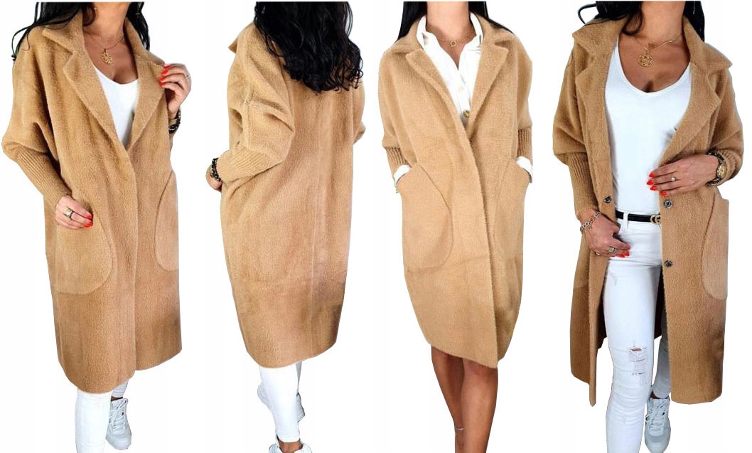 

Płaszcz Alpaka Długi Płaszczyk Wełna Kurtka XL