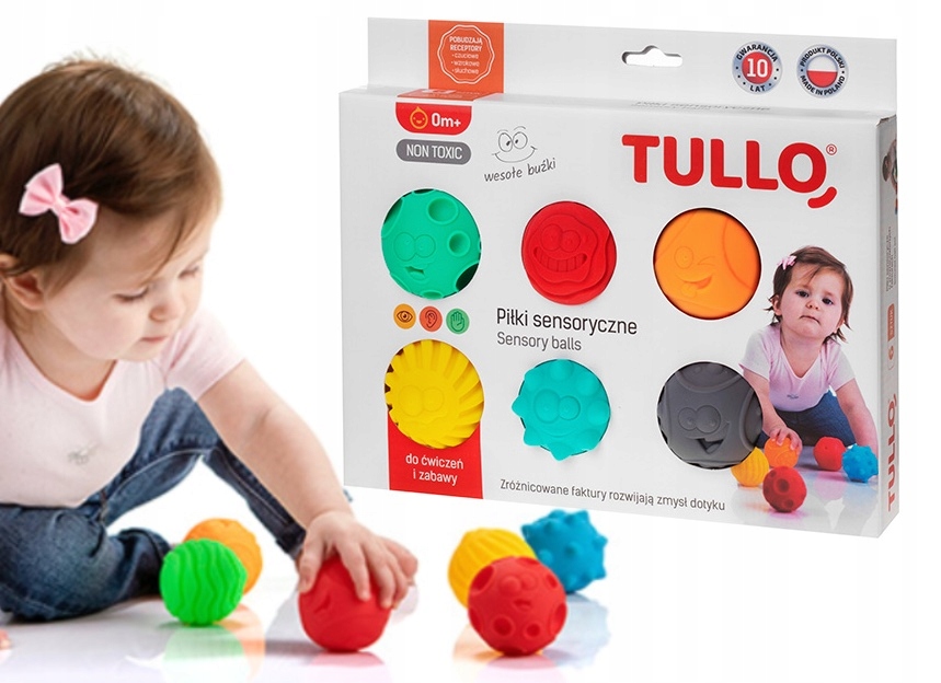 Piłki sensoryczne buźki faktury miękkie 6 szt