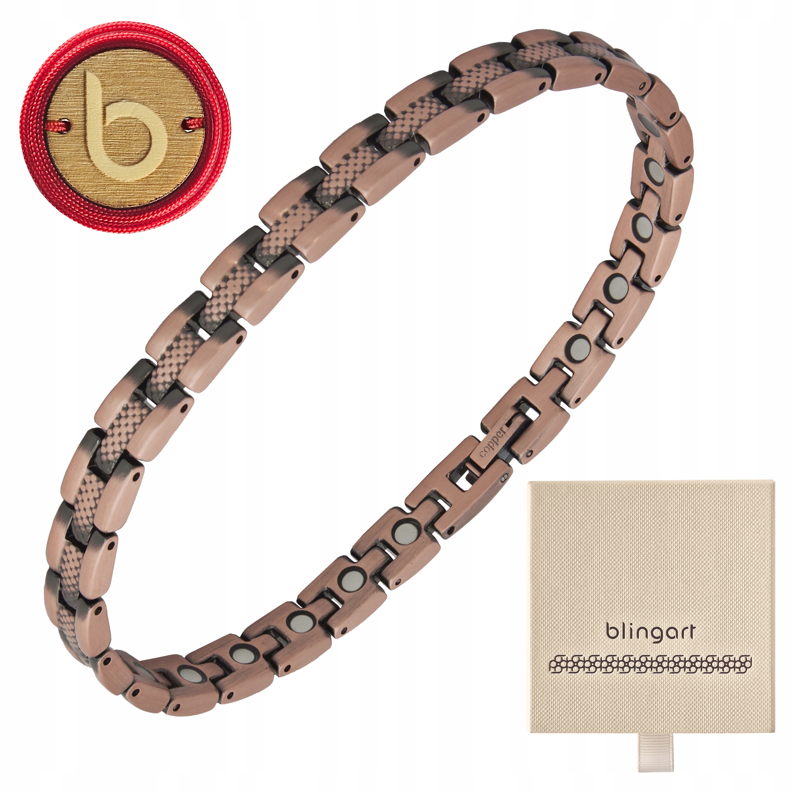 Zdravotní měděný náramek pro muže s magnety Blingart