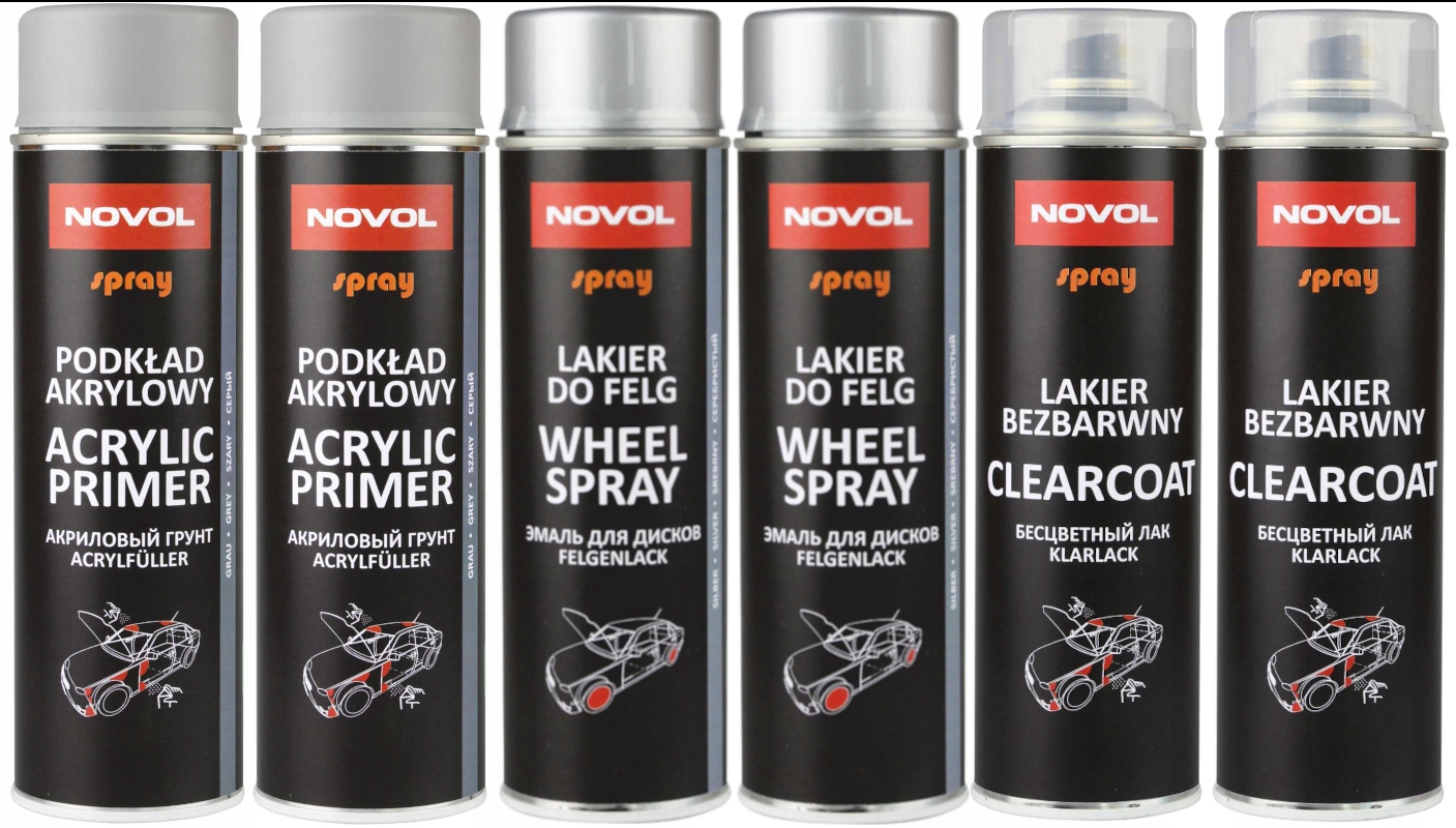 

Duży Zestaw regeneracja felg 6x500ml Srebrny Novol