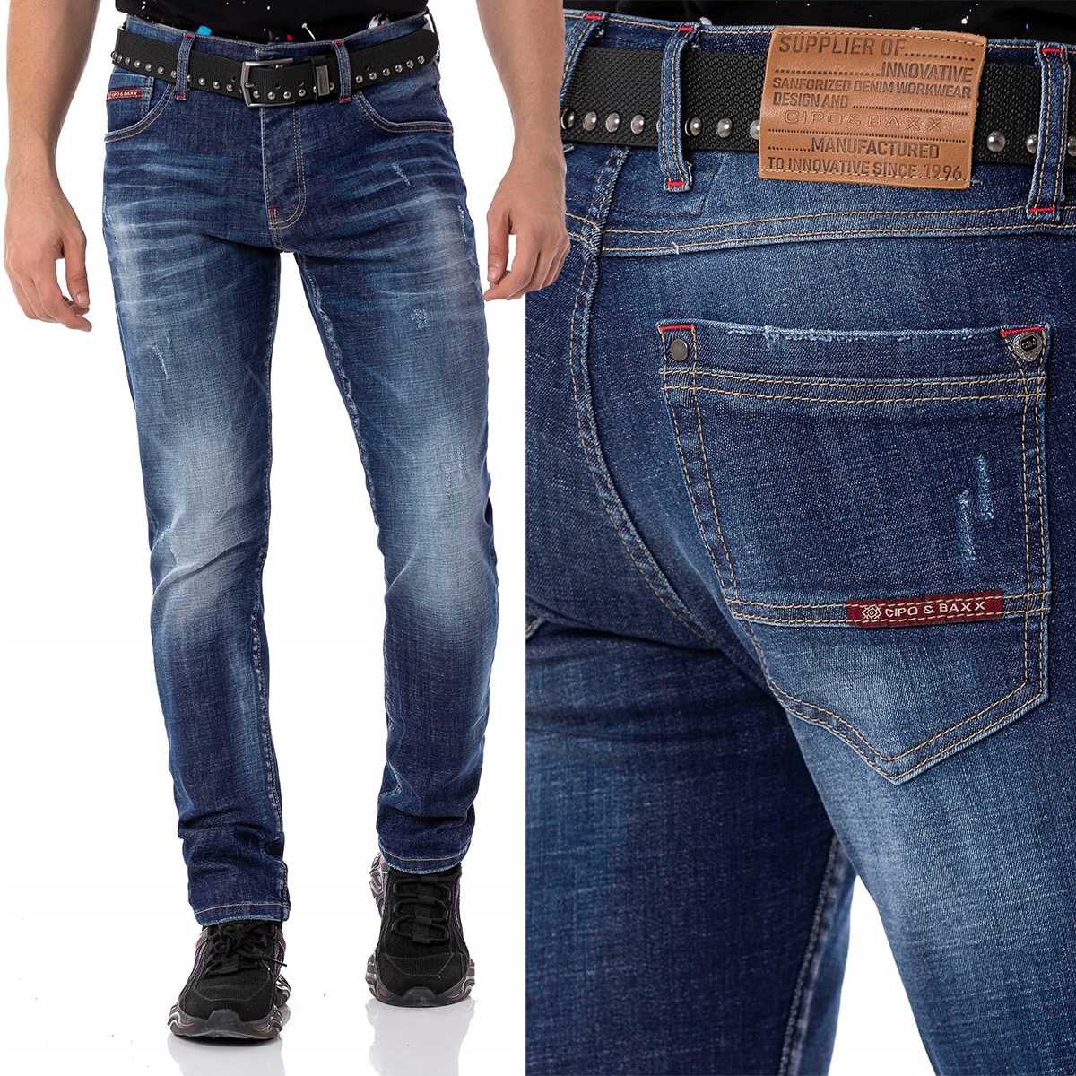 Kalhoty Cipo Baxx Džíny Klasické Šoupané Stínované Elastické