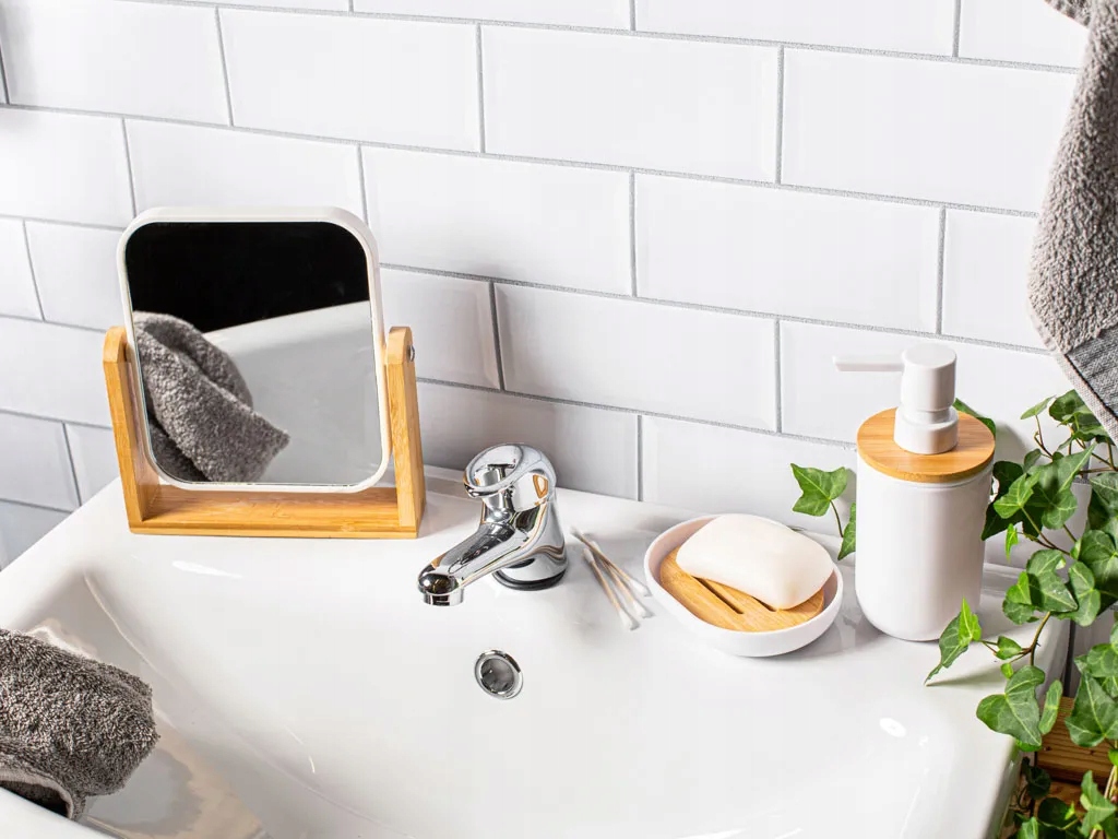 Mydelniczka łazienkowa owalna biała z ociekaczem bambusowym Altom Design Długość (mm) 120