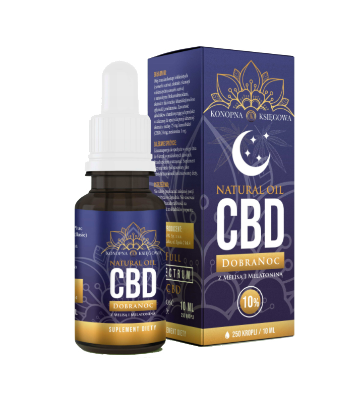 Olejek Konopny CBD 10% z melisą i melatonią DobraNoc Suplement Diety CBD