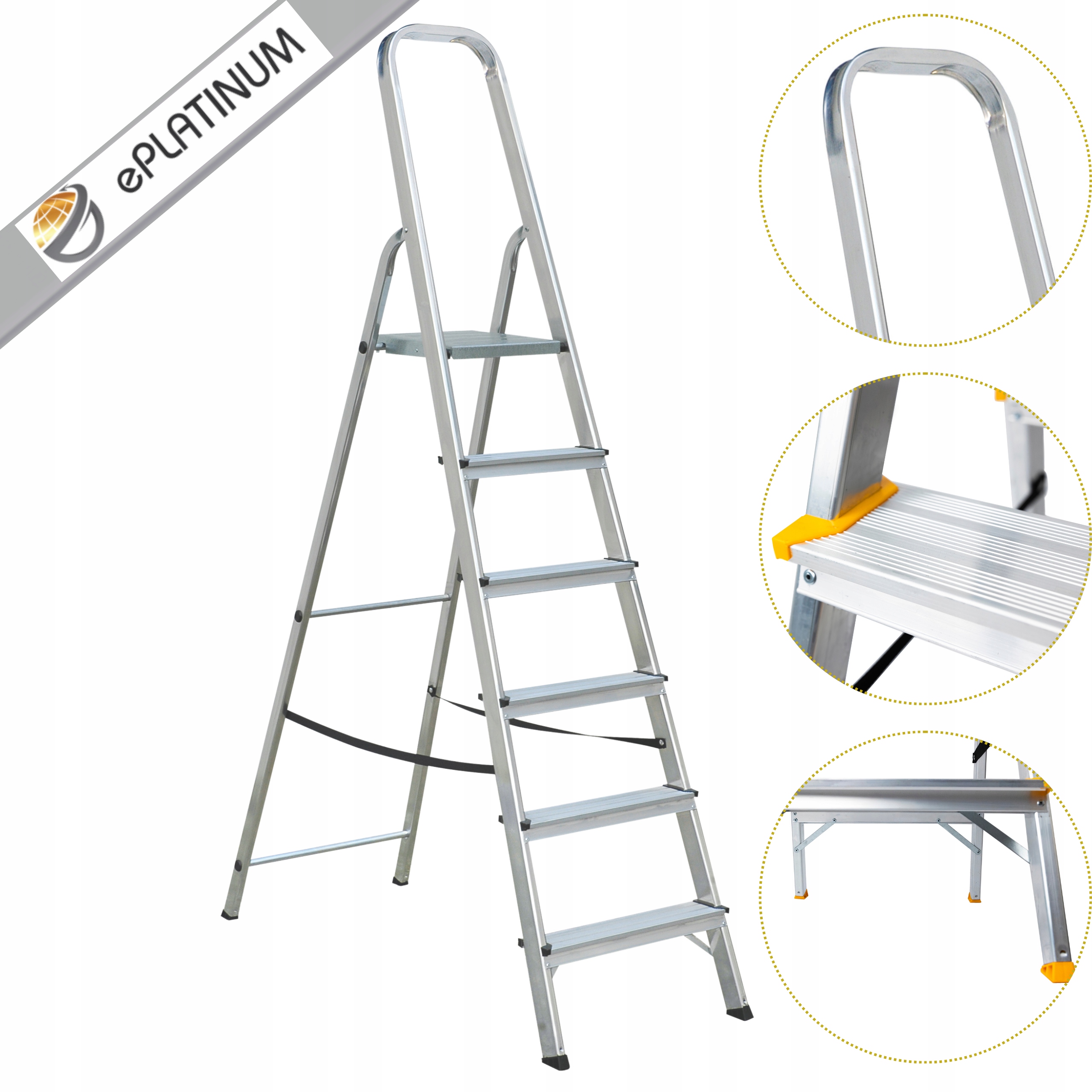 Rebrík profesionálny hliníkový jednostranný 6-stupňový 150 kg