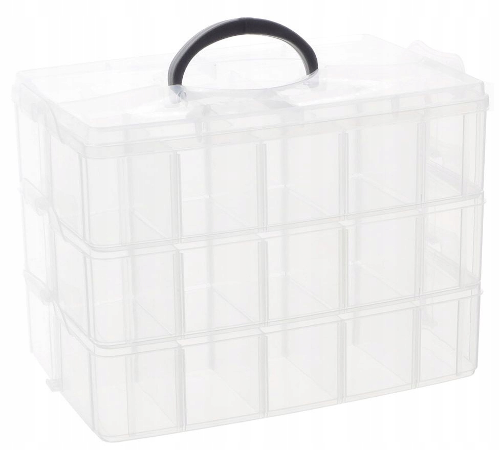 Pudełko, pojemnik, organizer 3 poziomy, 30 przegródek 25x16.5x18.5 cm, OR10