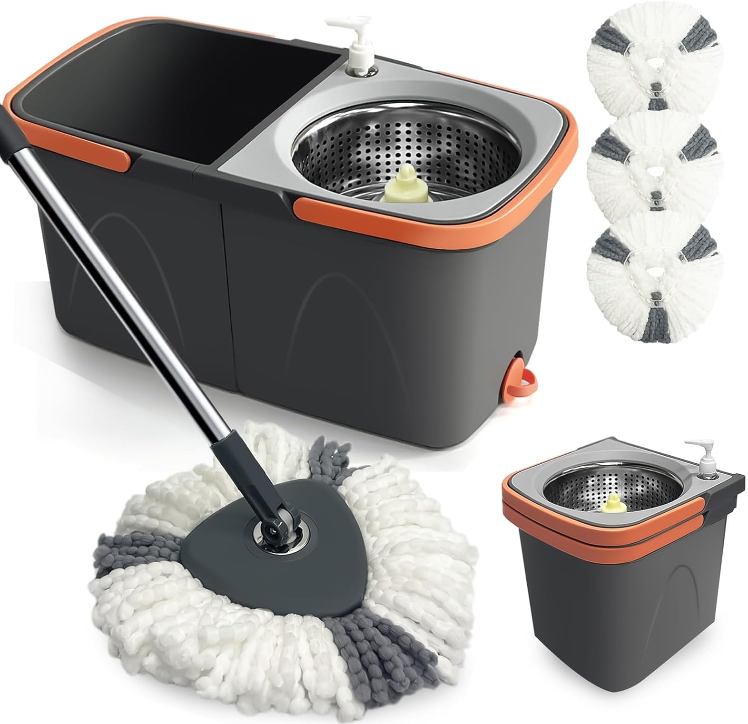 Levně 2V1 Sada Rotačního Mopu S Kbelíkem S 360STUPŇOVOU Hlavou A Kbelíkem