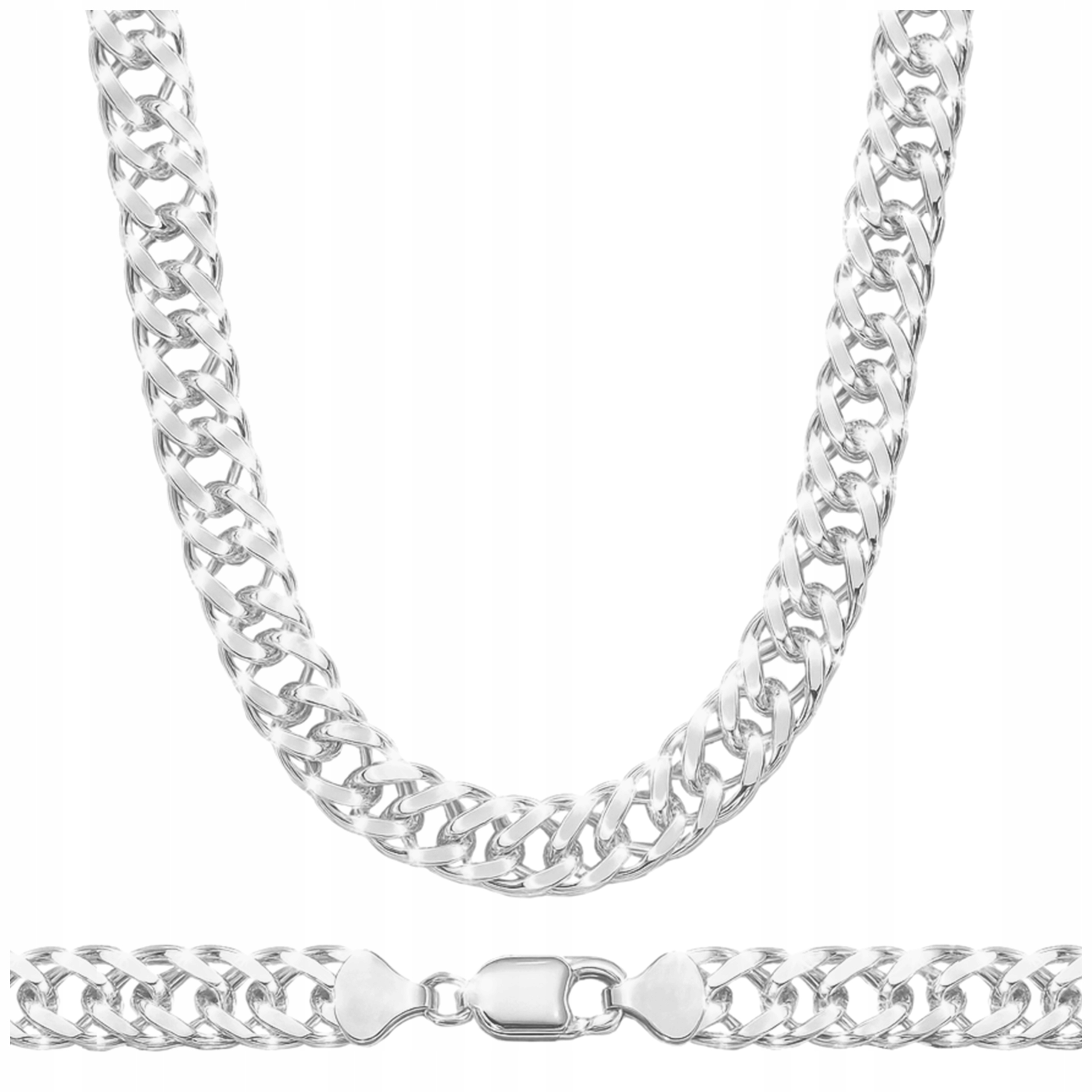 Stříbrný Řetízek Dvojitý Pancr 4 mm Rombo Pánský 60 cm Rhodiovaný Tlustý 925