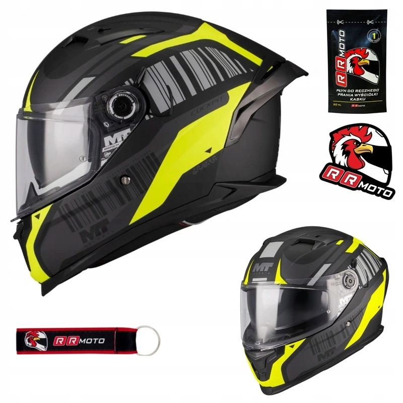 Kask integralny Mt Braker Sv Cockpit Black/yellow Matt czarny żółty Gratisy