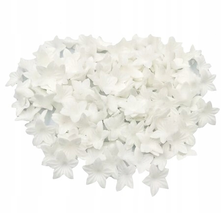 Kwiaty waflowe mini kwiatki 50 szt białe drobne komunia tort kwiatuszki