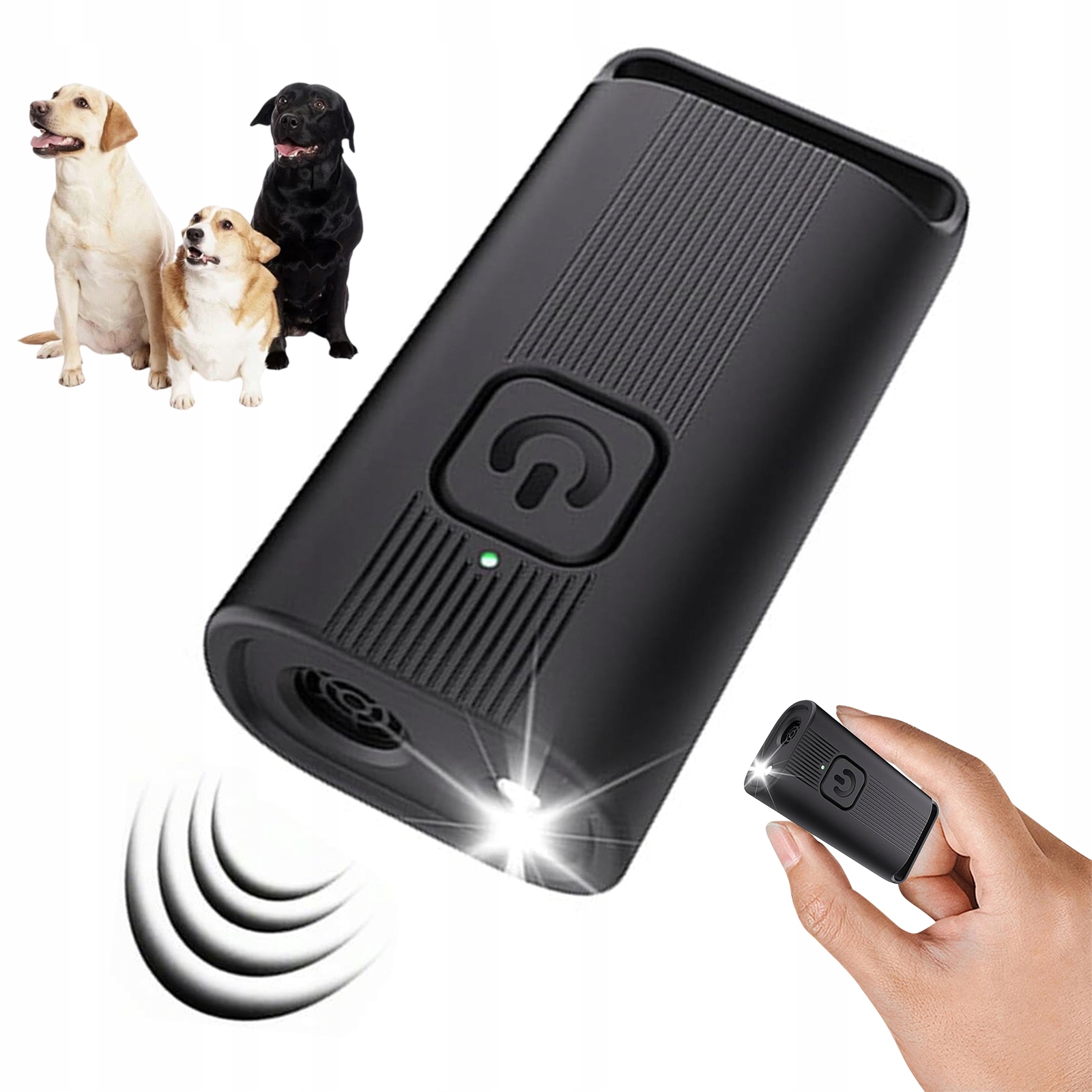 Levně Přenosný Ultrazvukový Trenér Psů 3V1 Led Dobíjecí Proti Štěkání