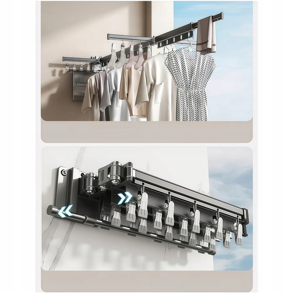 Levně Skládací Sušák Na Prádlo Z Hliníku Černá