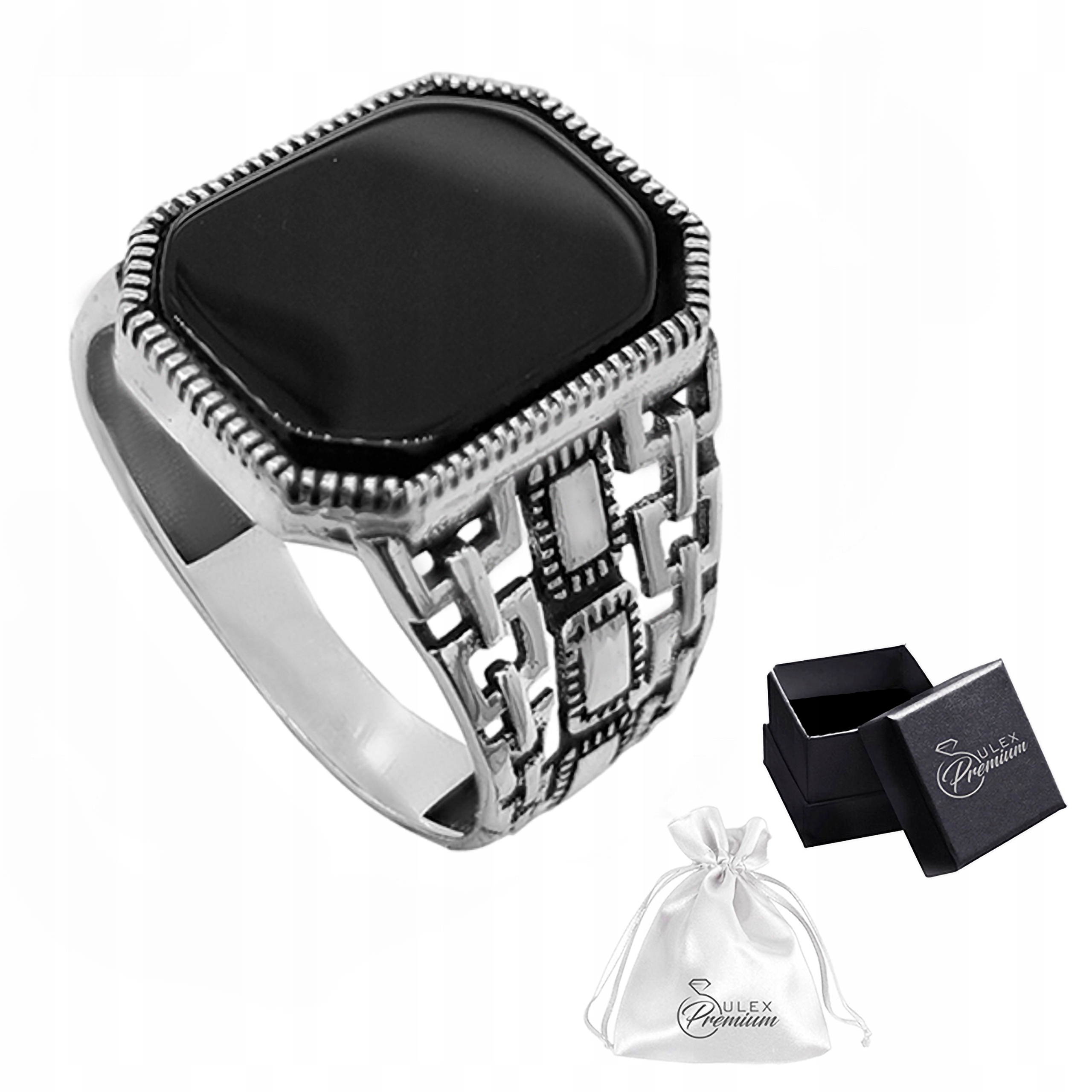 Stříbrný prsten ryzost 925 Elegantní pánský prsten s onyxem Dárek vel.