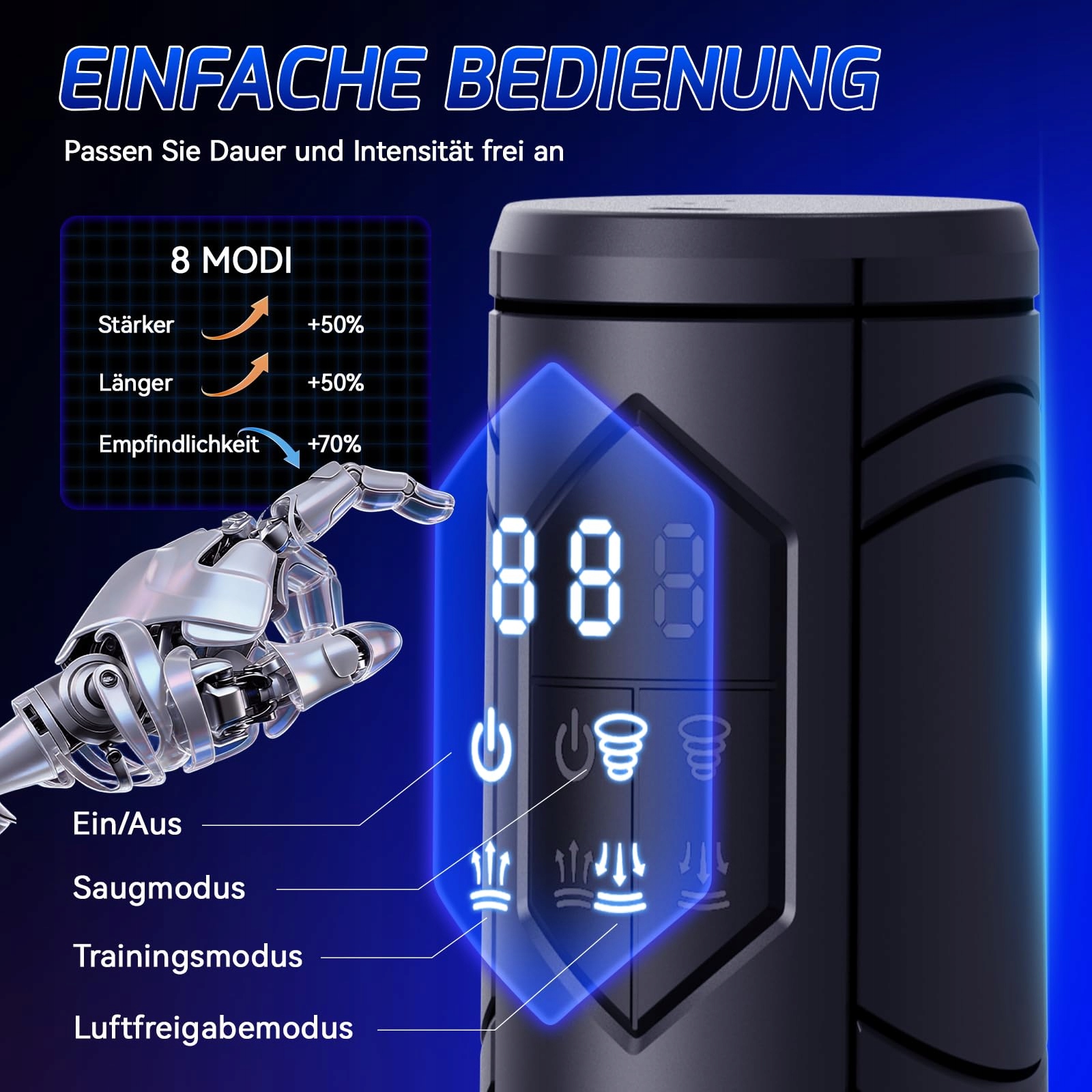 DUREX Zabawki Erotyczne: Masturbator 8 Trybów z Pierścieniem — miniatura 3