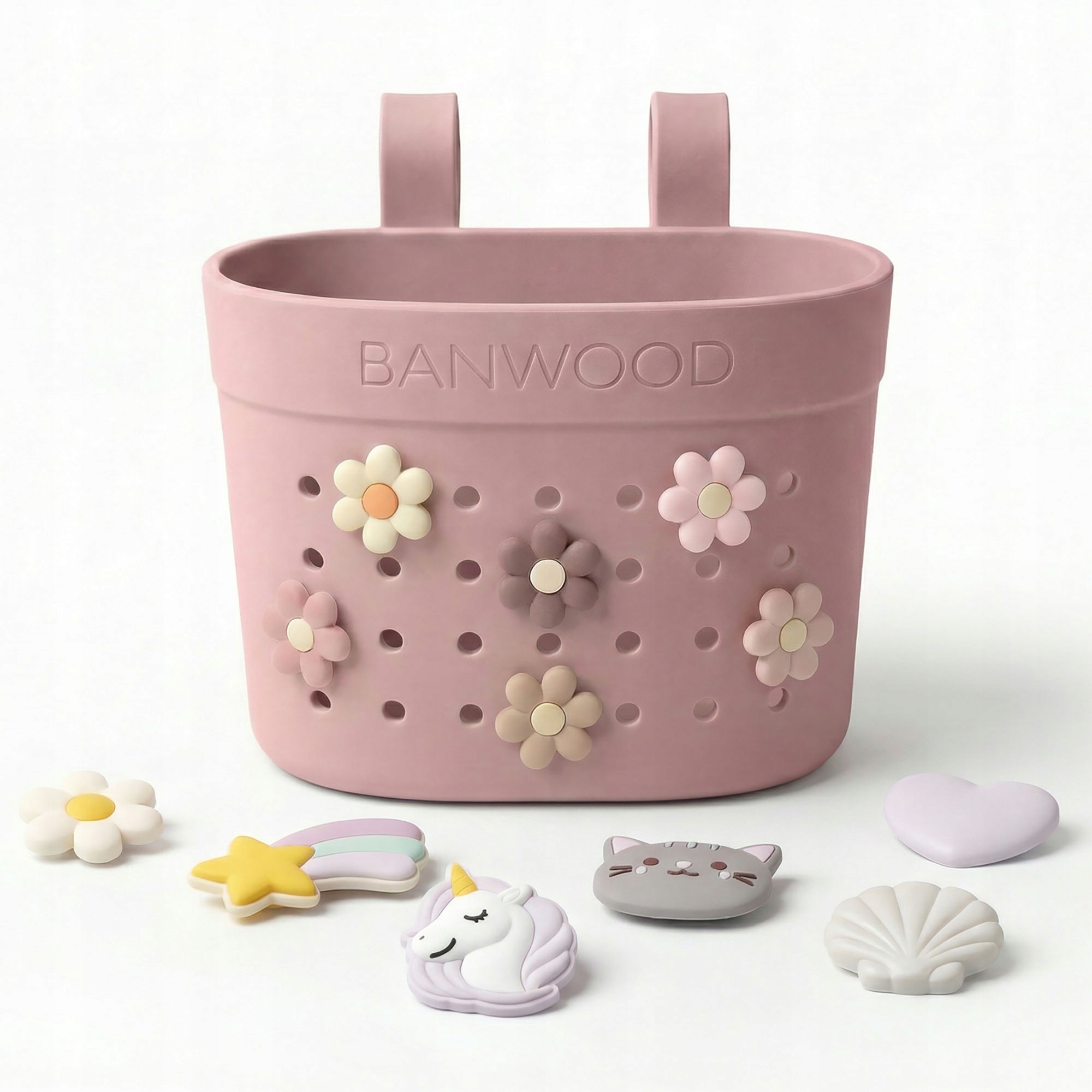 Banwood koszyk na hulajnogę Pin & Ride Dusty Rose