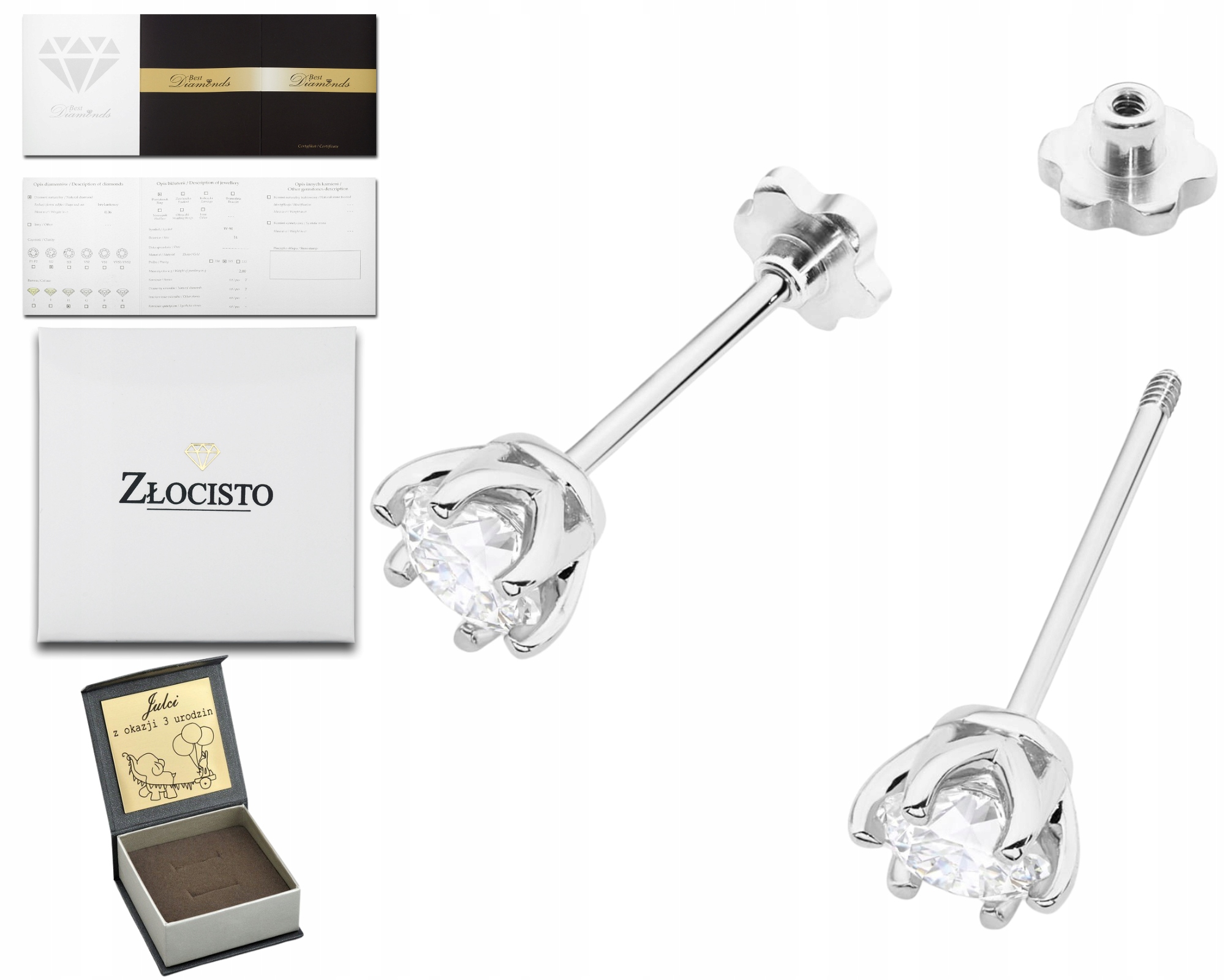 Náušnice Bílé Zlato 585 Brilianty Diamanty Šroubovací Tyčinka Dárek K Výročí