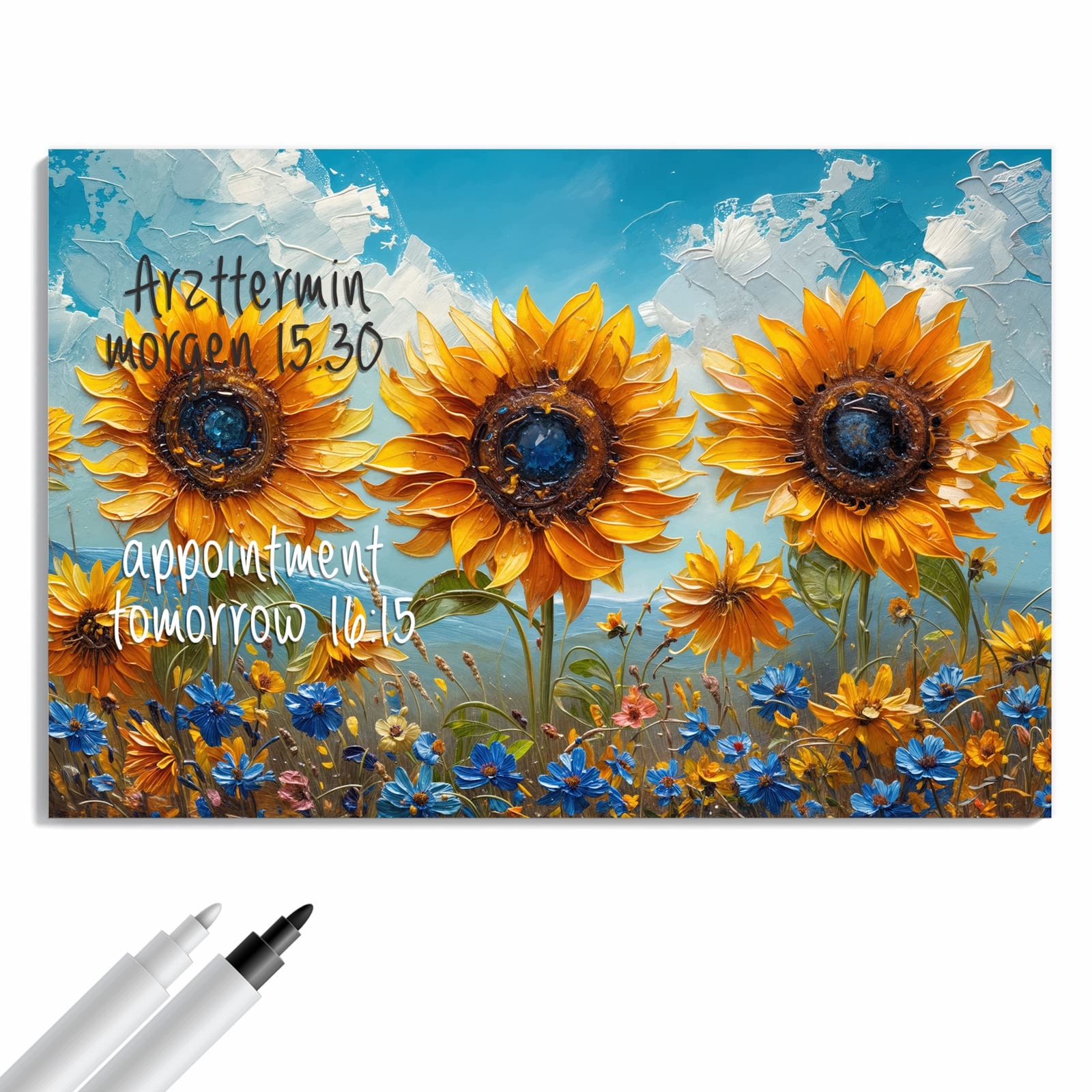 Magnetická tabule Louka se slonecznikami 90 × 60 cm