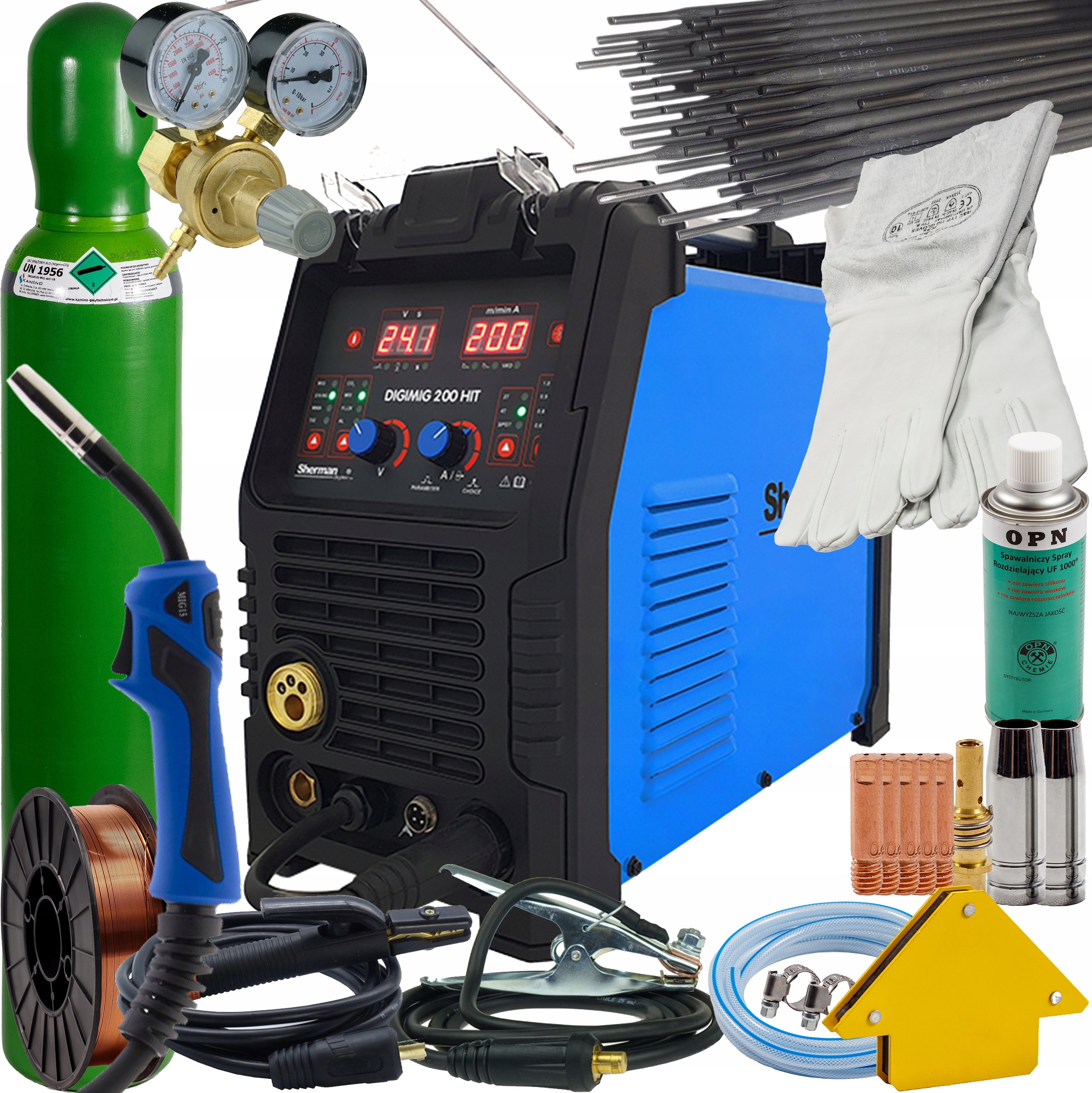 Invertorová Svářečka Sherman Digimig 200 Synergie Mig 230V sada 3