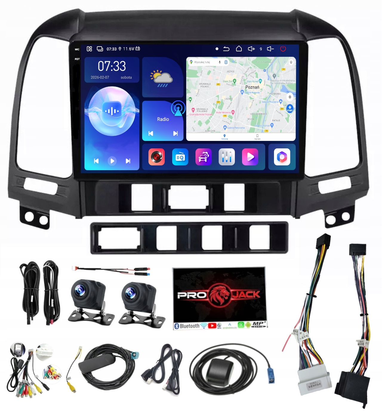 Rádio Navigácia Carplay Android Hyundai Santa Fe 2006-2012 6GB 128GB Sim