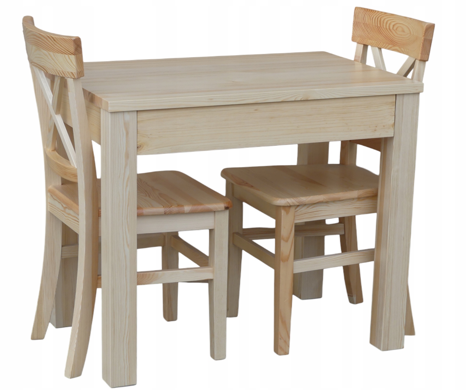 KOMPLET MEBLI KUCHENNYCH STÓŁ 90X60 Z DUŻĄ SZUFLADĄ +2 KRZESŁA SOSNA Marka Metdrew