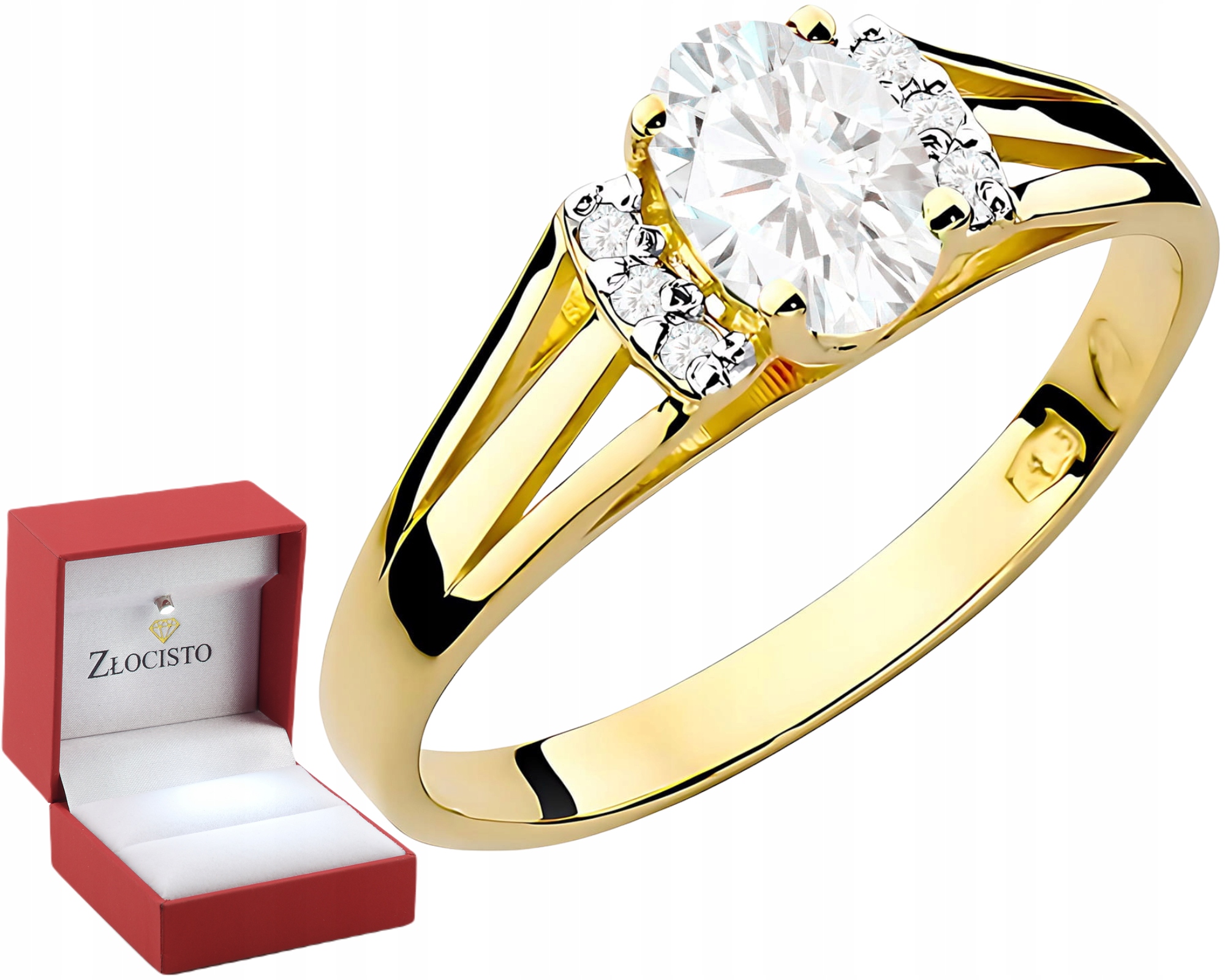 Złoty Pierścionek Z Brylantami Laboratoryjnymi Złoto 585 Grawer